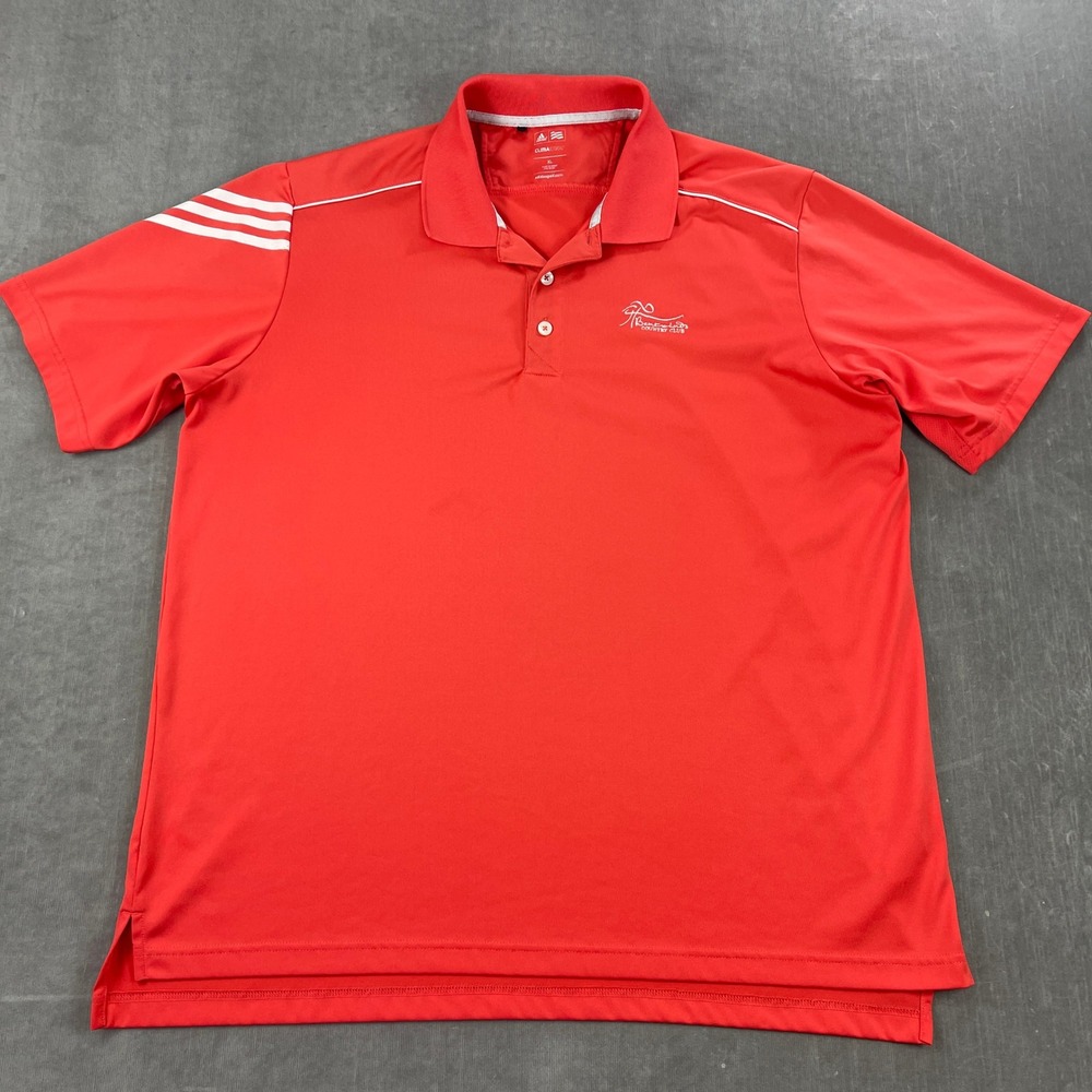 Adidas Mens X-Large Red Polo Shirt Bentwinds Country Club ClimaCool Golf